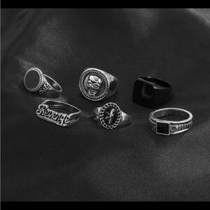 6pcs/set Mens Geometric Rings Gothic New Silver UNISEX